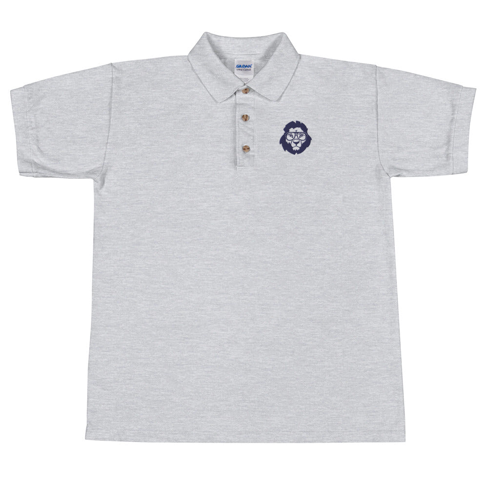 Stately Lion Logo Embroidered Polo Shirt