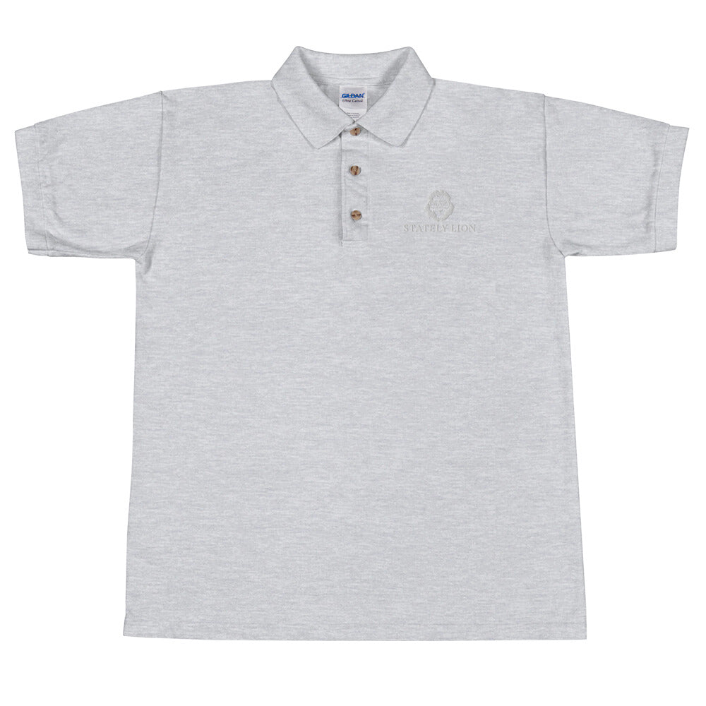 Stately Lion Logo Embroidered Polo Shirt