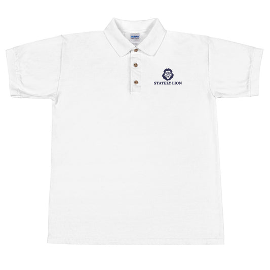 Stately Lion Logo Embroidered Polo Shirt