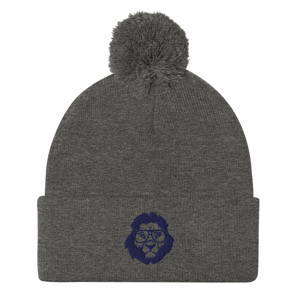 Stately Lion Logo Pom-Pom Beanie