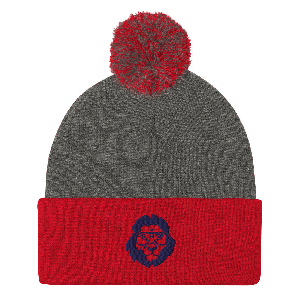Stately Lion Logo Pom-Pom Beanie