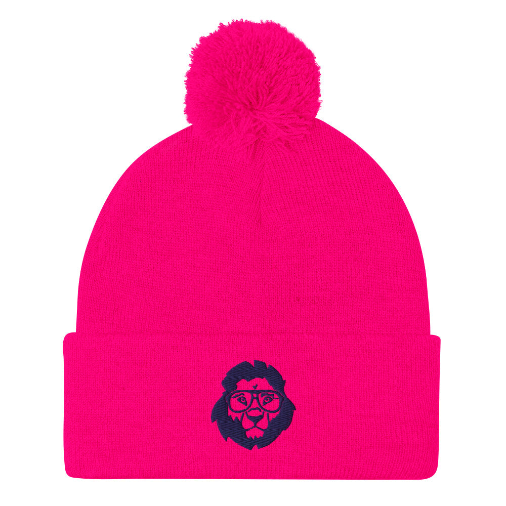 Stately Lion Logo Pom-Pom Beanie