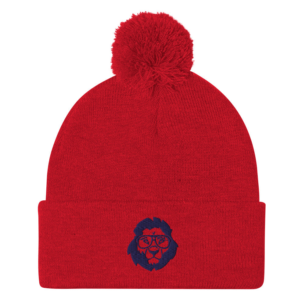 Stately Lion Logo Pom-Pom Beanie