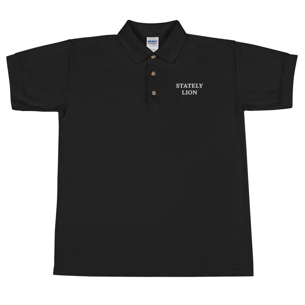 Stately Lion Embroidered Polo Shirt
