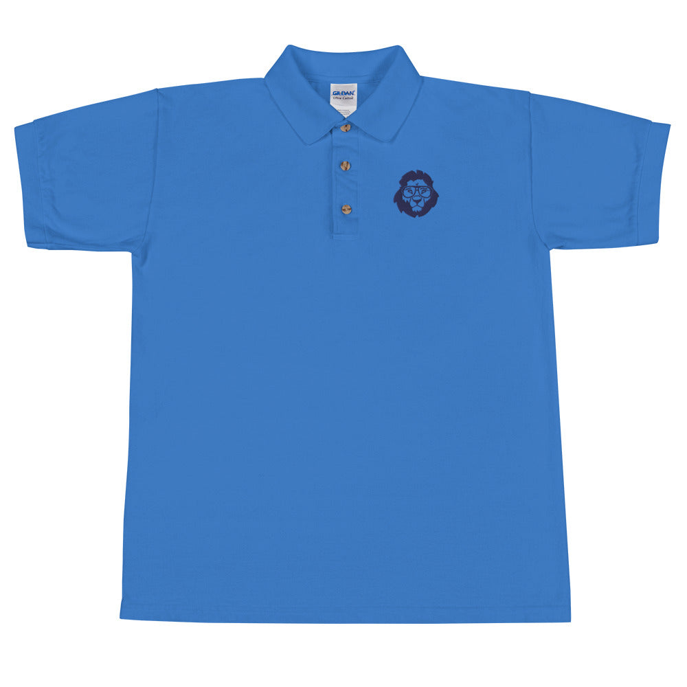 Stately Lion Logo Embroidered Polo Shirt