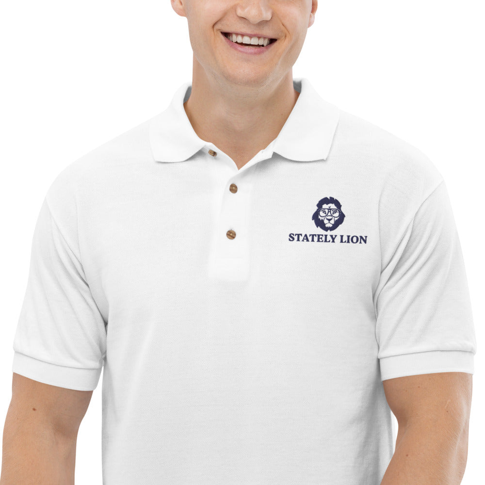 Stately Lion Logo Embroidered Polo Shirt