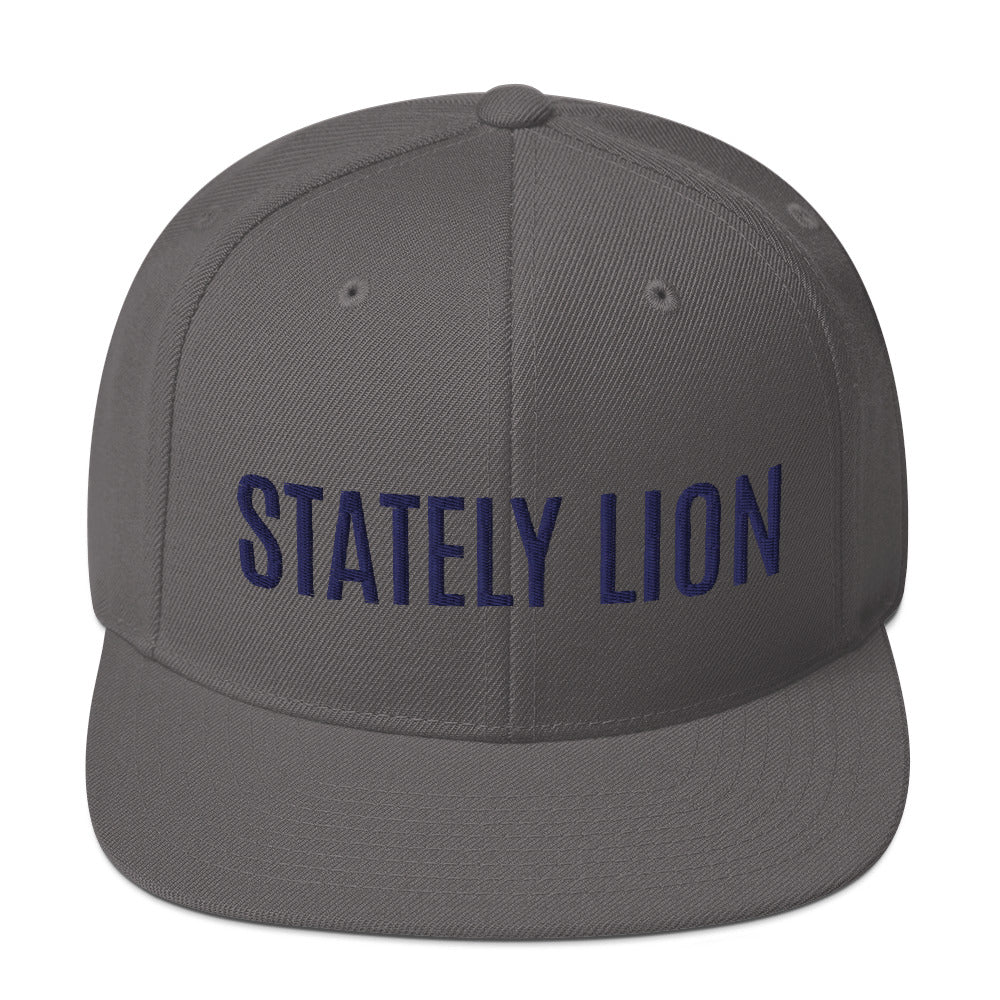 Stately Lion Script Snapback Hat