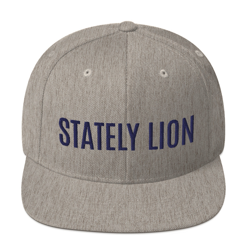 Stately Lion Script Snapback Hat