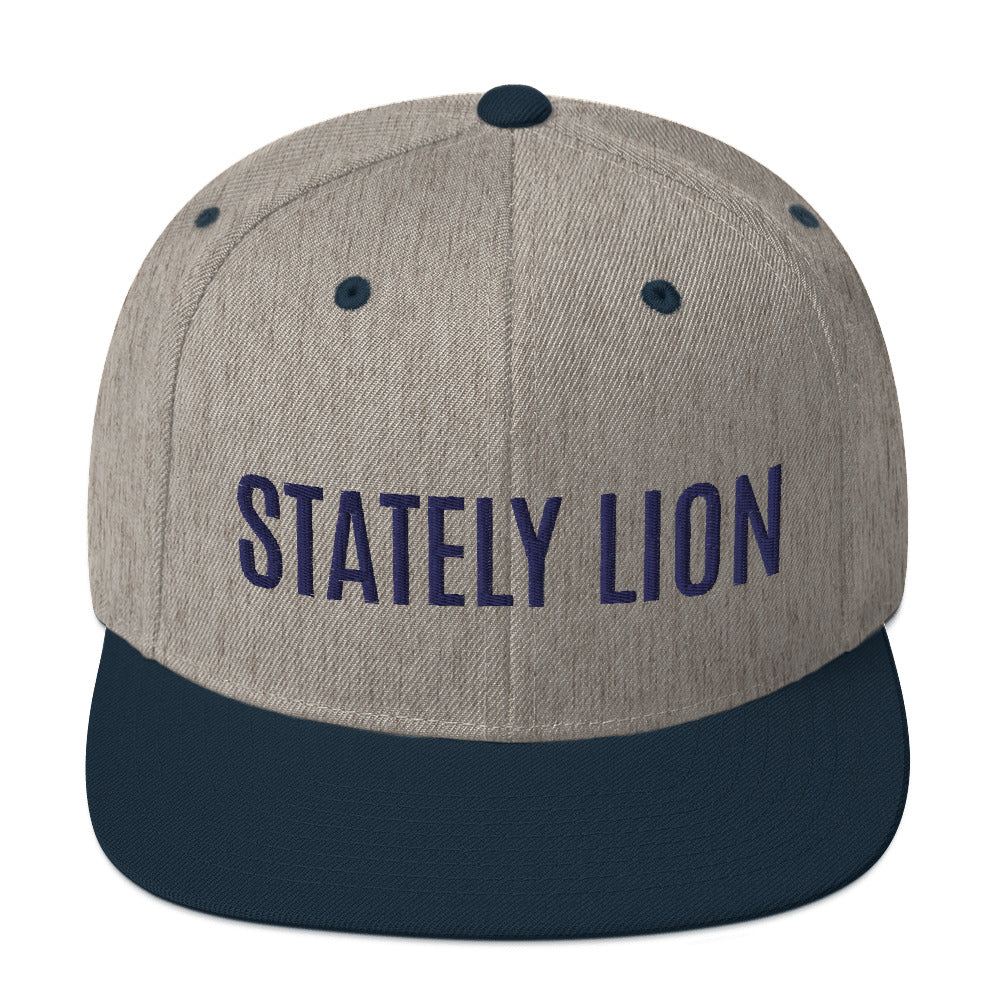 Stately Lion Script Snapback Hat