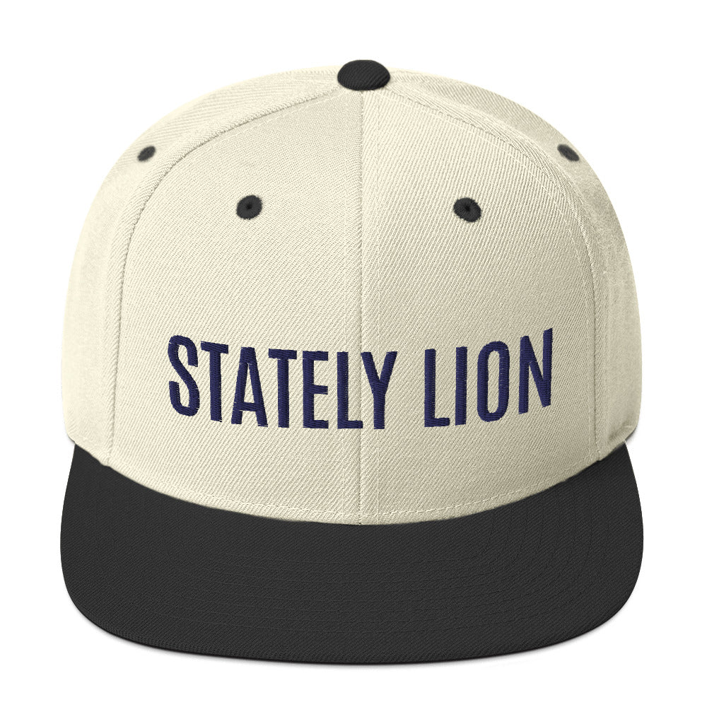 Stately Lion Script Snapback Hat