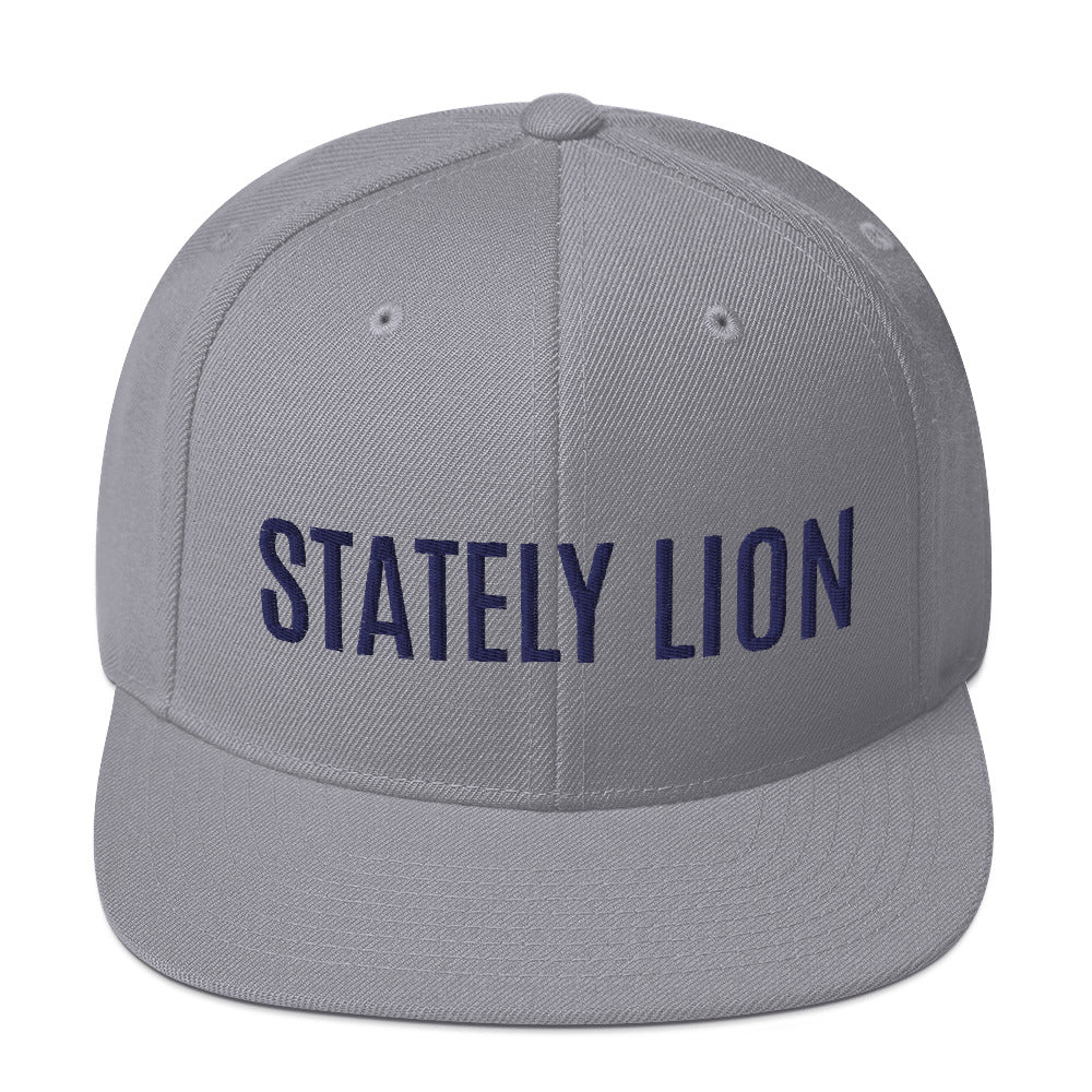 Stately Lion Script Snapback Hat