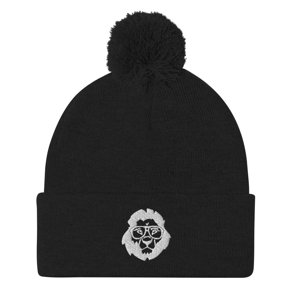 Stately Lion Logo Pom-Pom Beanie