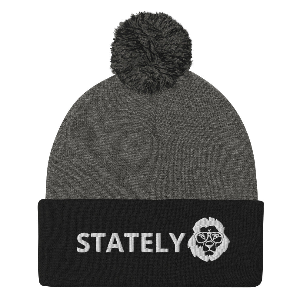 Stately Lion Logo Pom-Pom Beanie