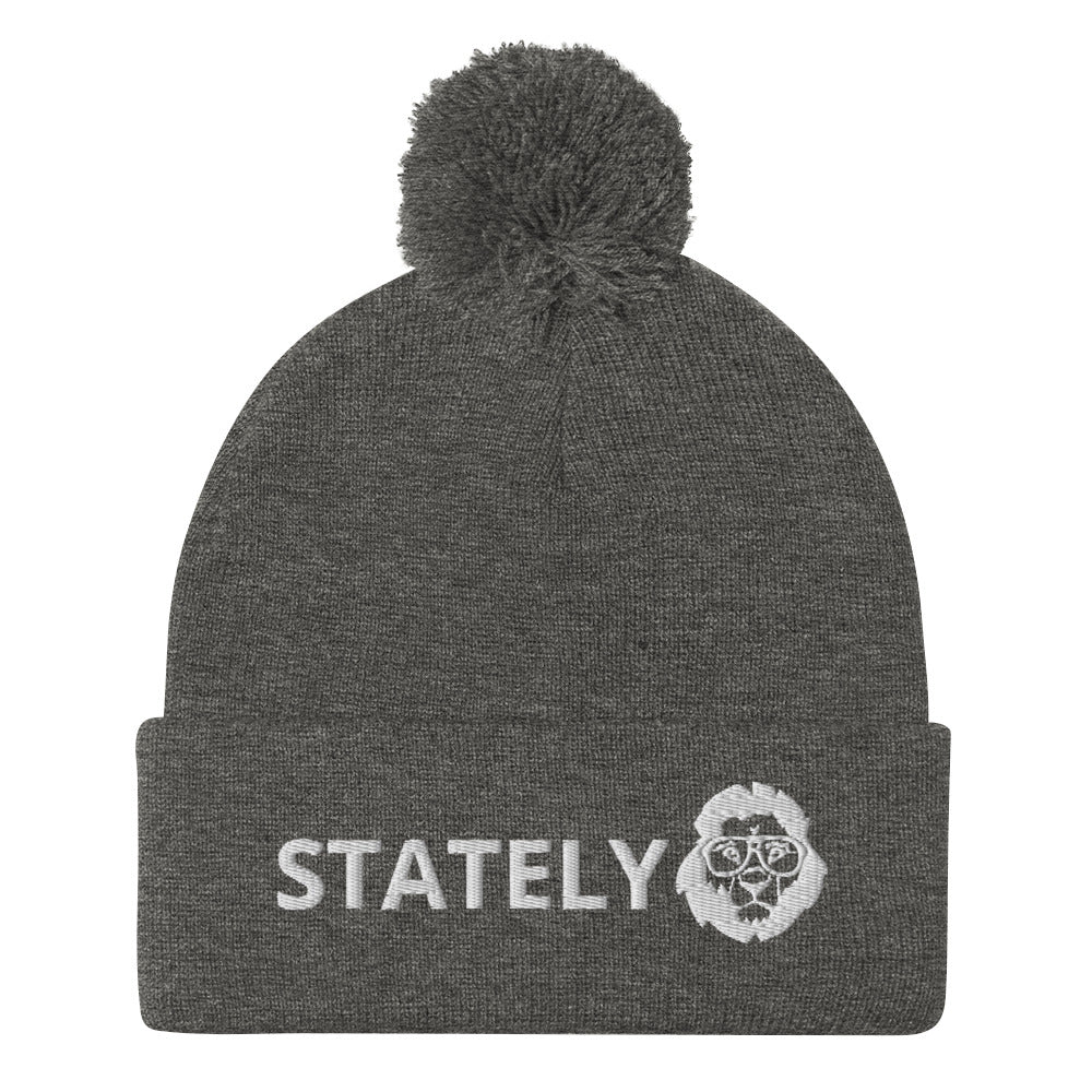 Stately Lion Logo Pom-Pom Beanie