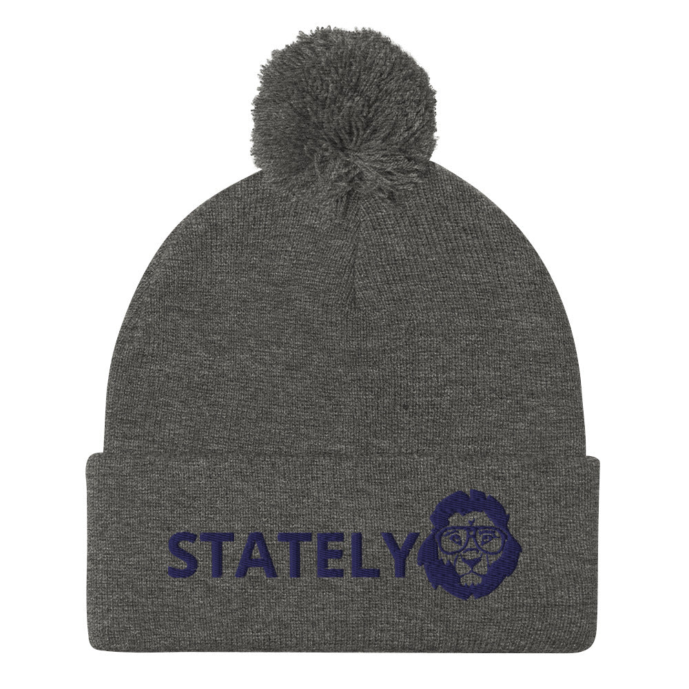 Stately Lion Logo Pom-Pom Beanie