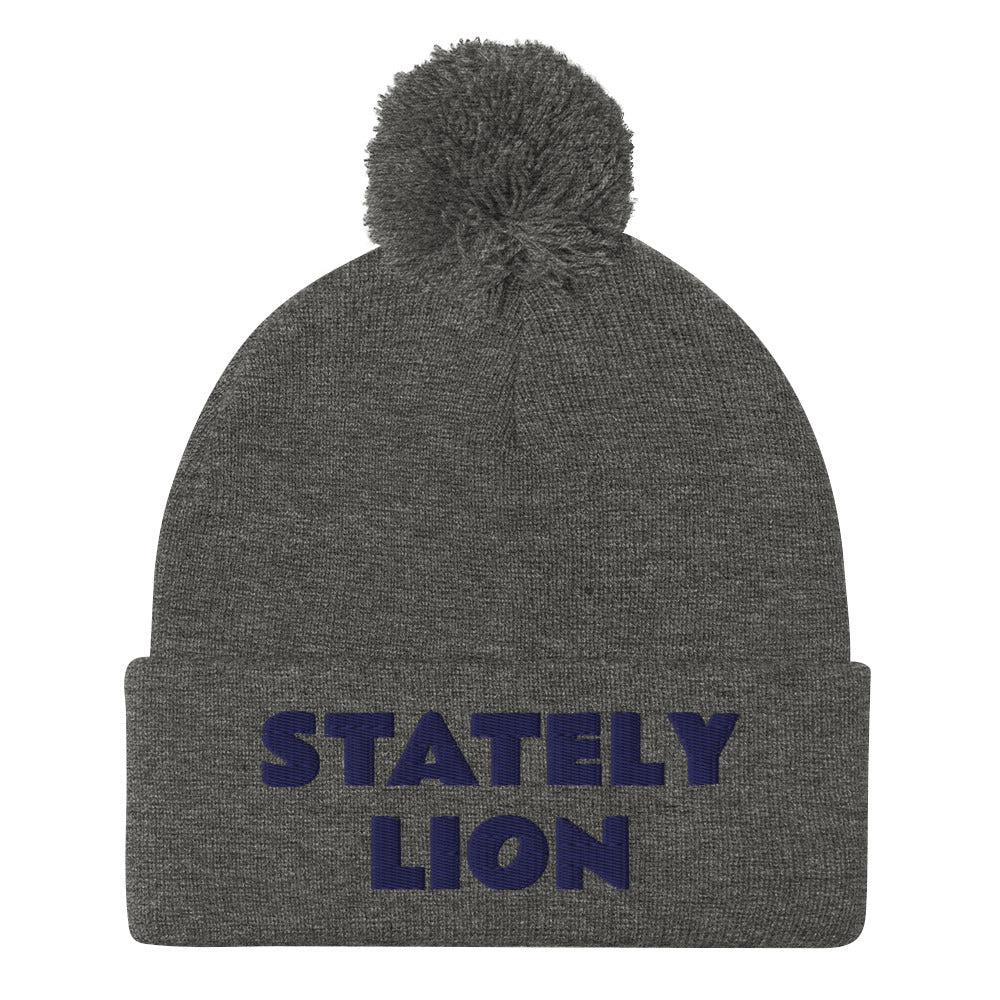 Stately Lion Pom-Pom Beanie