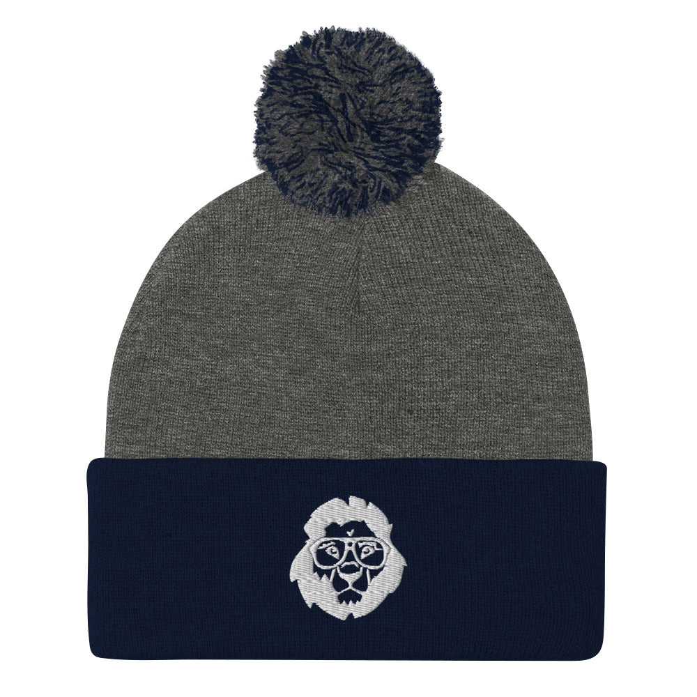 Stately Lion Logo Pom-Pom Beanie