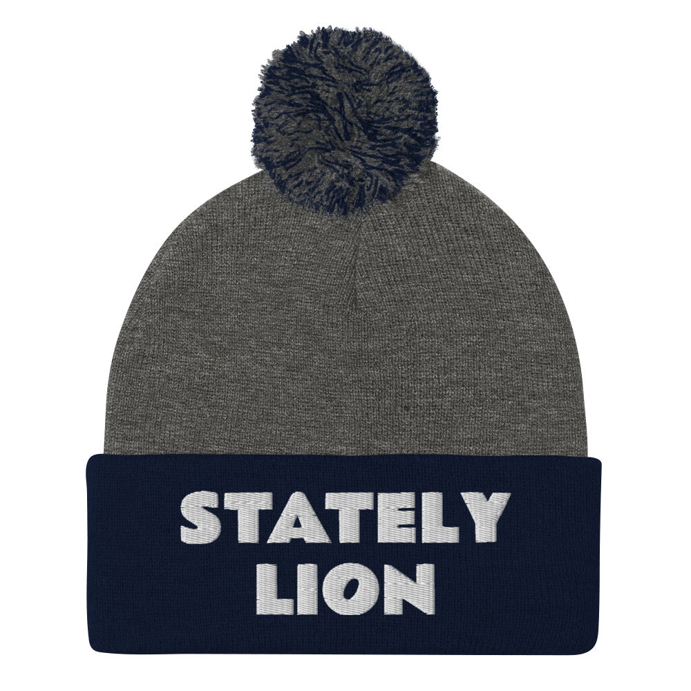 Stately Lion Pom-Pom Beanie