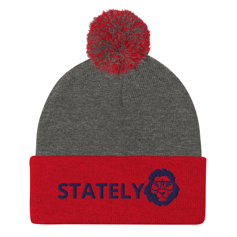 Stately Lion Logo Pom-Pom Beanie