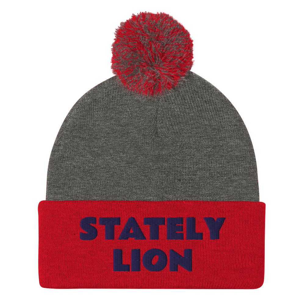 Stately Lion Pom-Pom Beanie