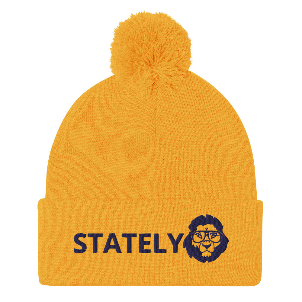 Stately Lion Logo Pom-Pom Beanie