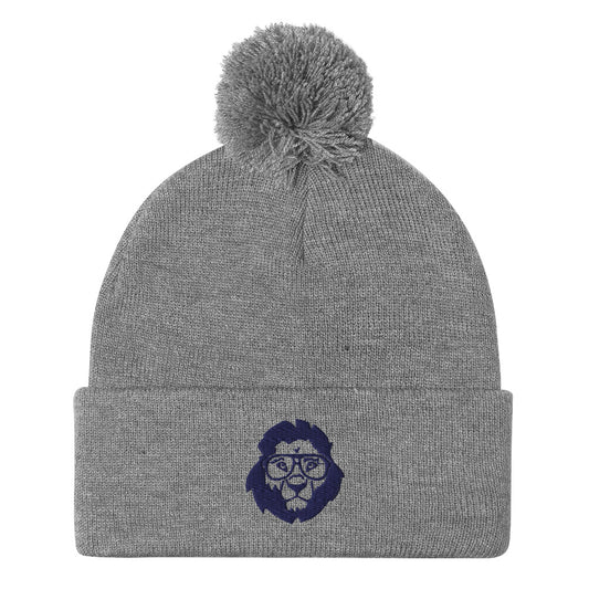 Stately Lion Logo Pom-Pom Beanie