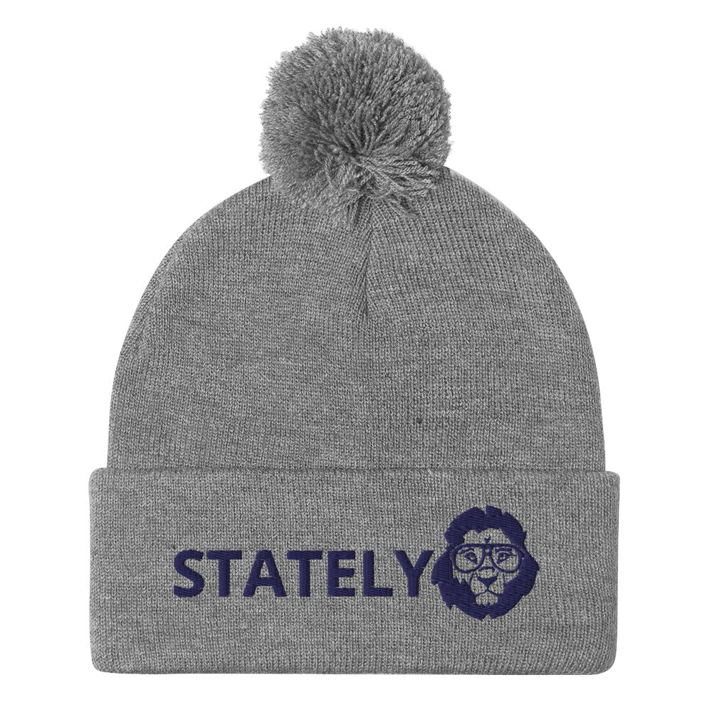 Stately Lion Logo Pom-Pom Beanie