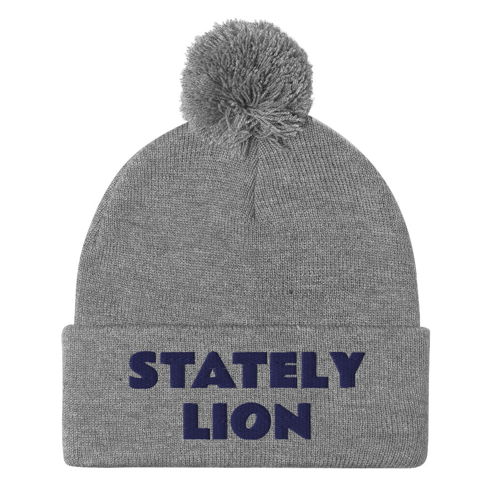 Stately Lion Pom-Pom Beanie