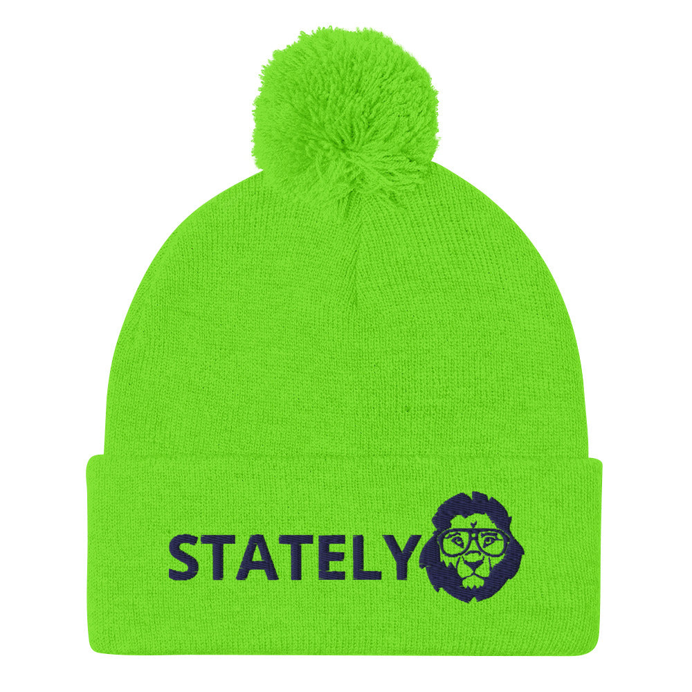 Stately Lion Logo Pom-Pom Beanie