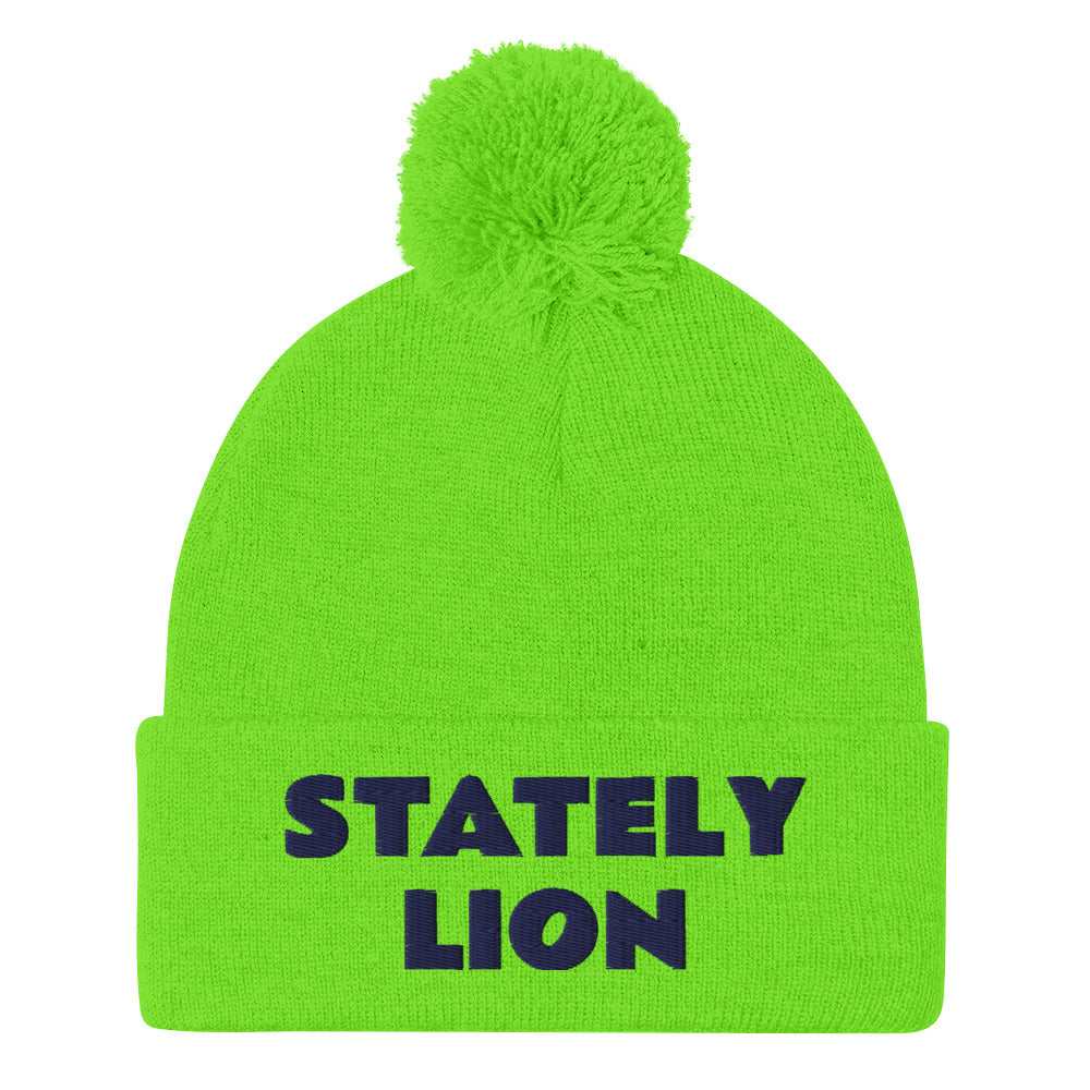 Stately Lion Pom-Pom Beanie