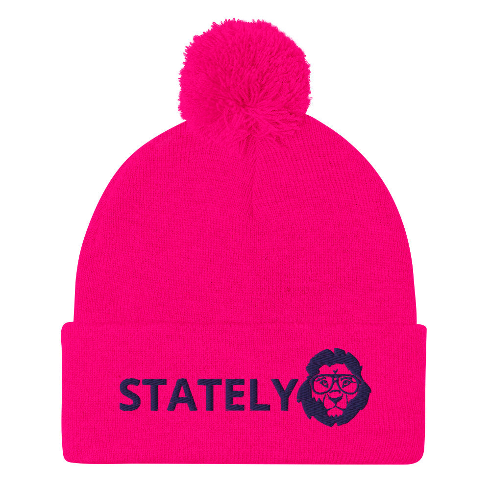 Stately Lion Logo Pom-Pom Beanie