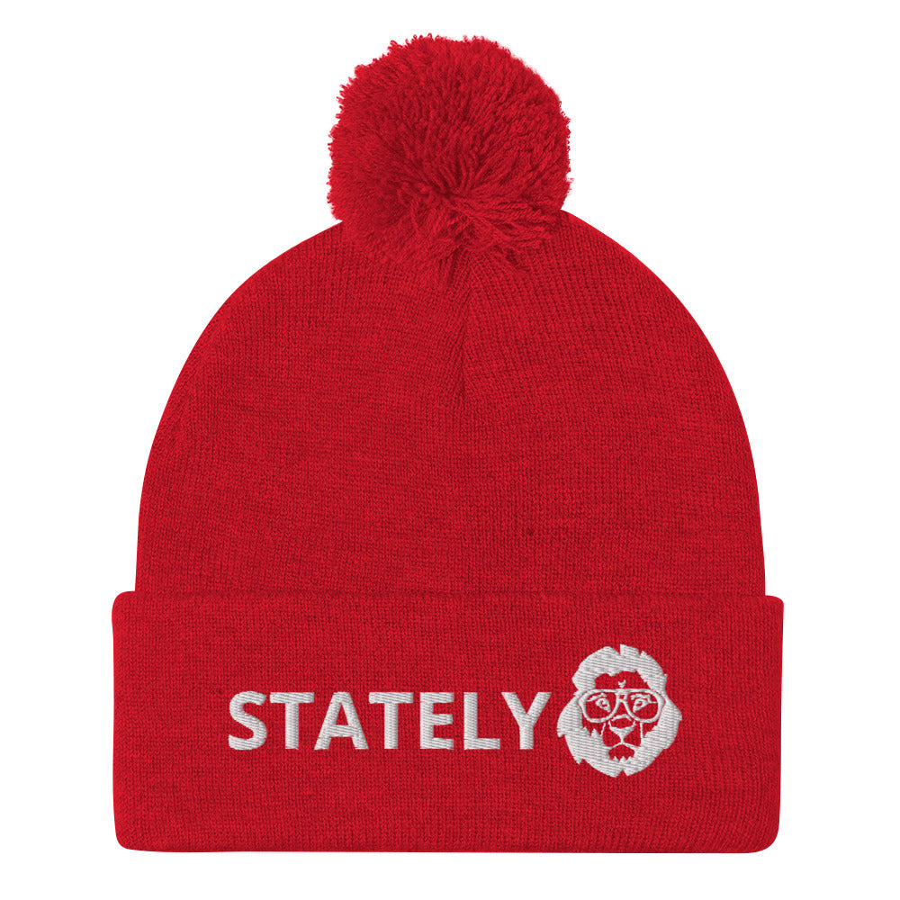 Stately Lion Logo Pom-Pom Beanie