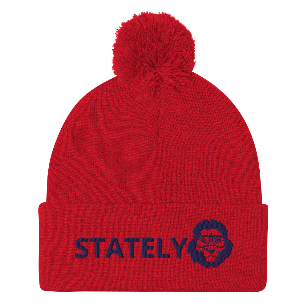 Stately Lion Logo Pom-Pom Beanie