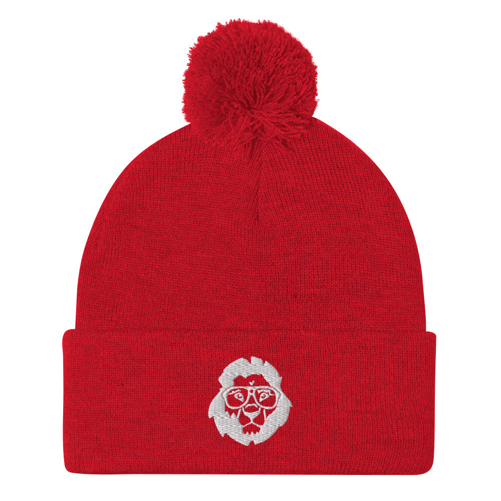 Stately Lion Logo Pom-Pom Beanie