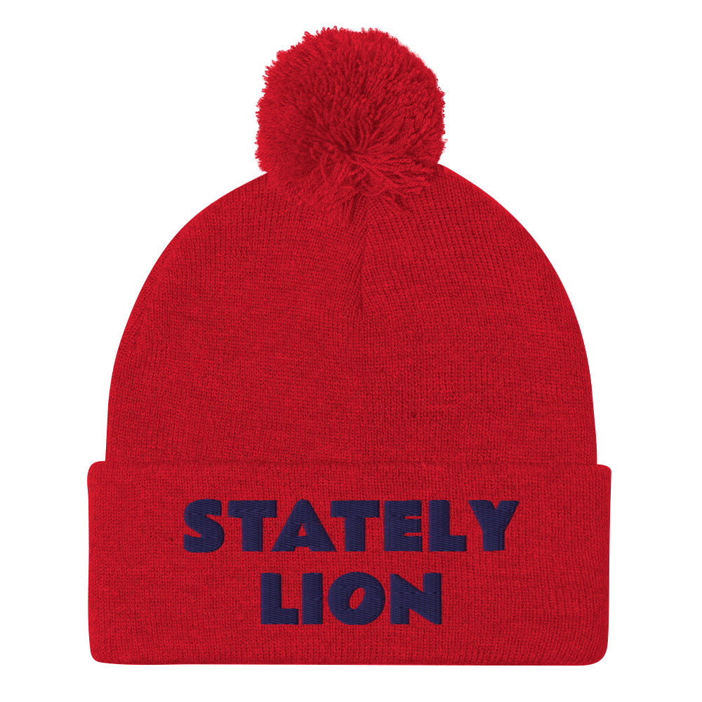 Stately Lion Pom-Pom Beanie