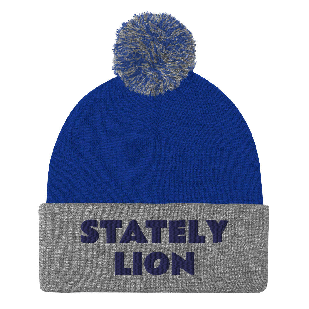 Stately Lion Pom-Pom Beanie